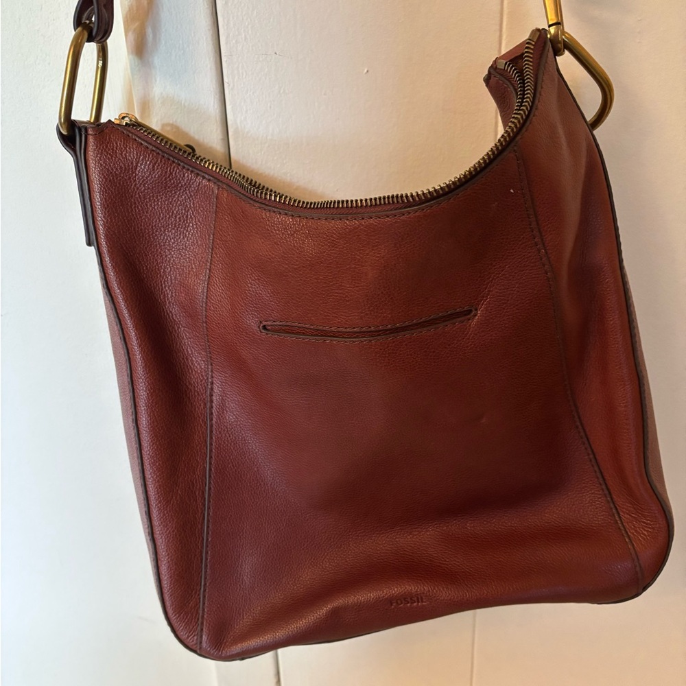 Brown Leather Shoulder Bag by Fossil